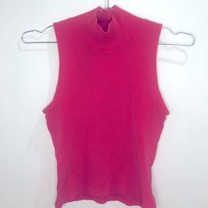 Sleeveless mock neck ribbed top - Small